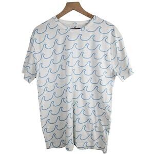 Wave Pattern White and Blue Tee